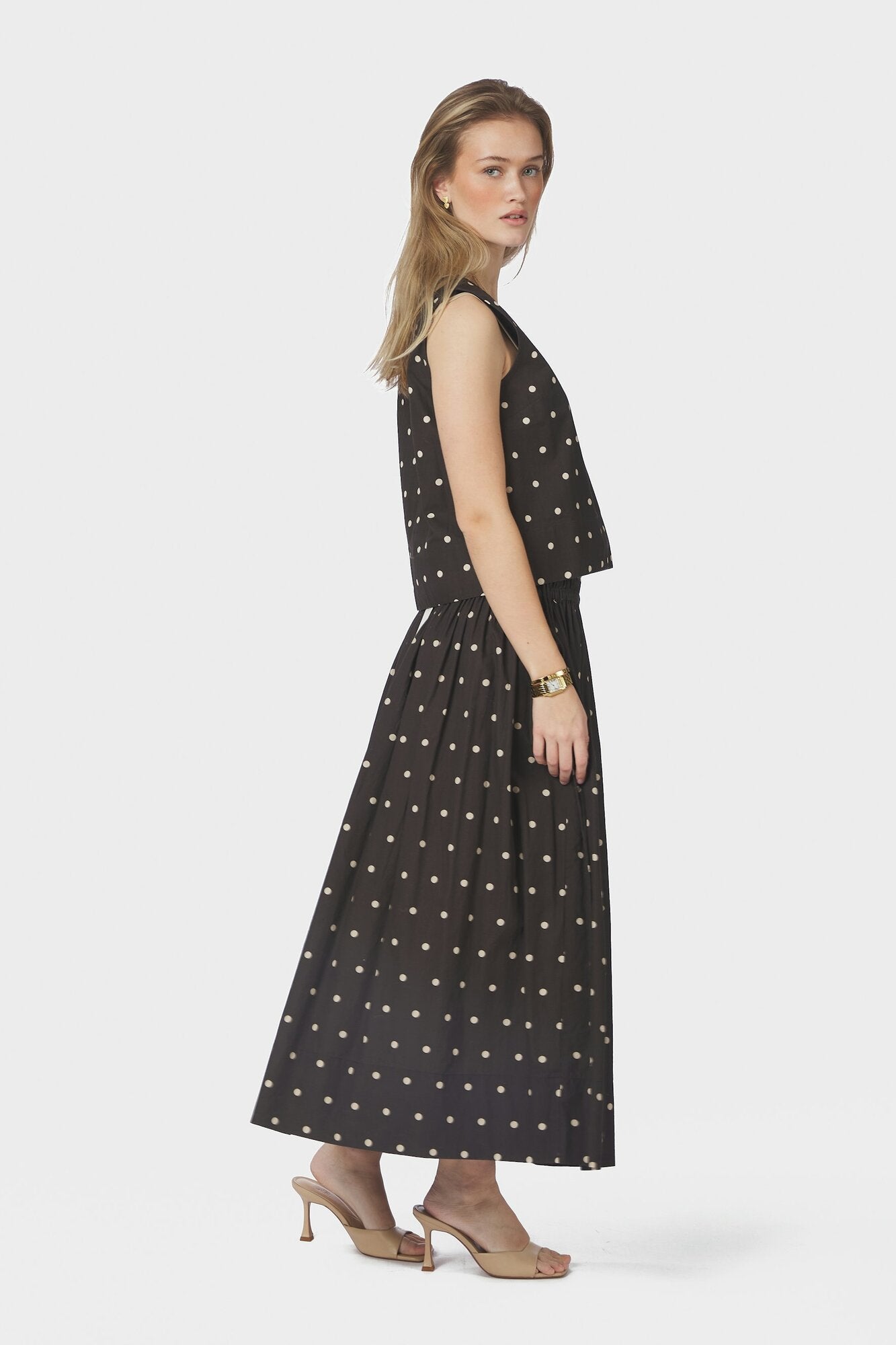 Polly Dot top - mørkebrun